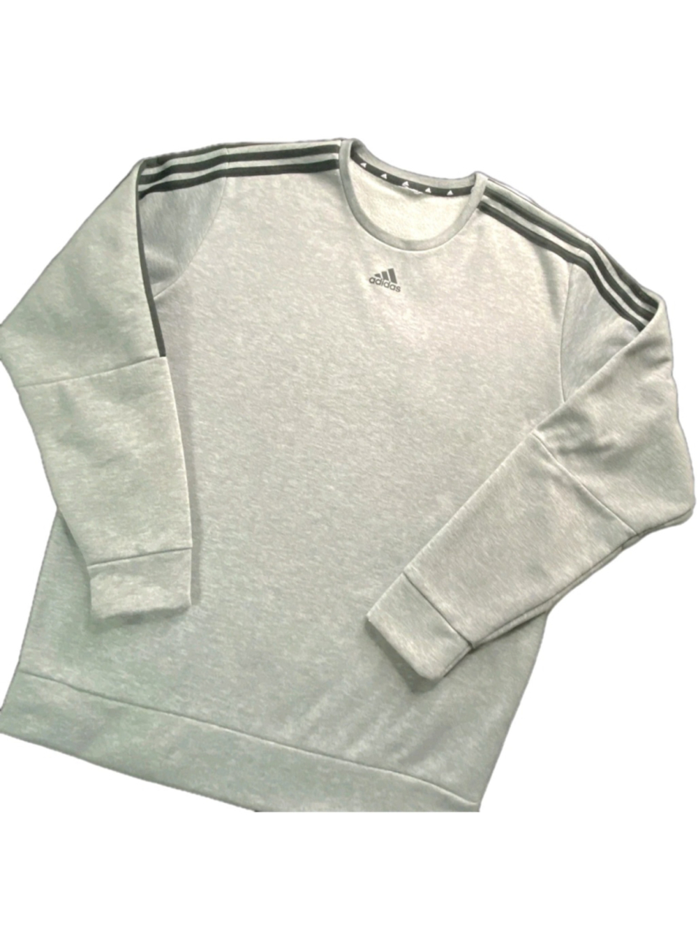 Adidas XL Crewneck Sweatshirt Mens Gray 3 Stripe Pullover Logo Athleisure